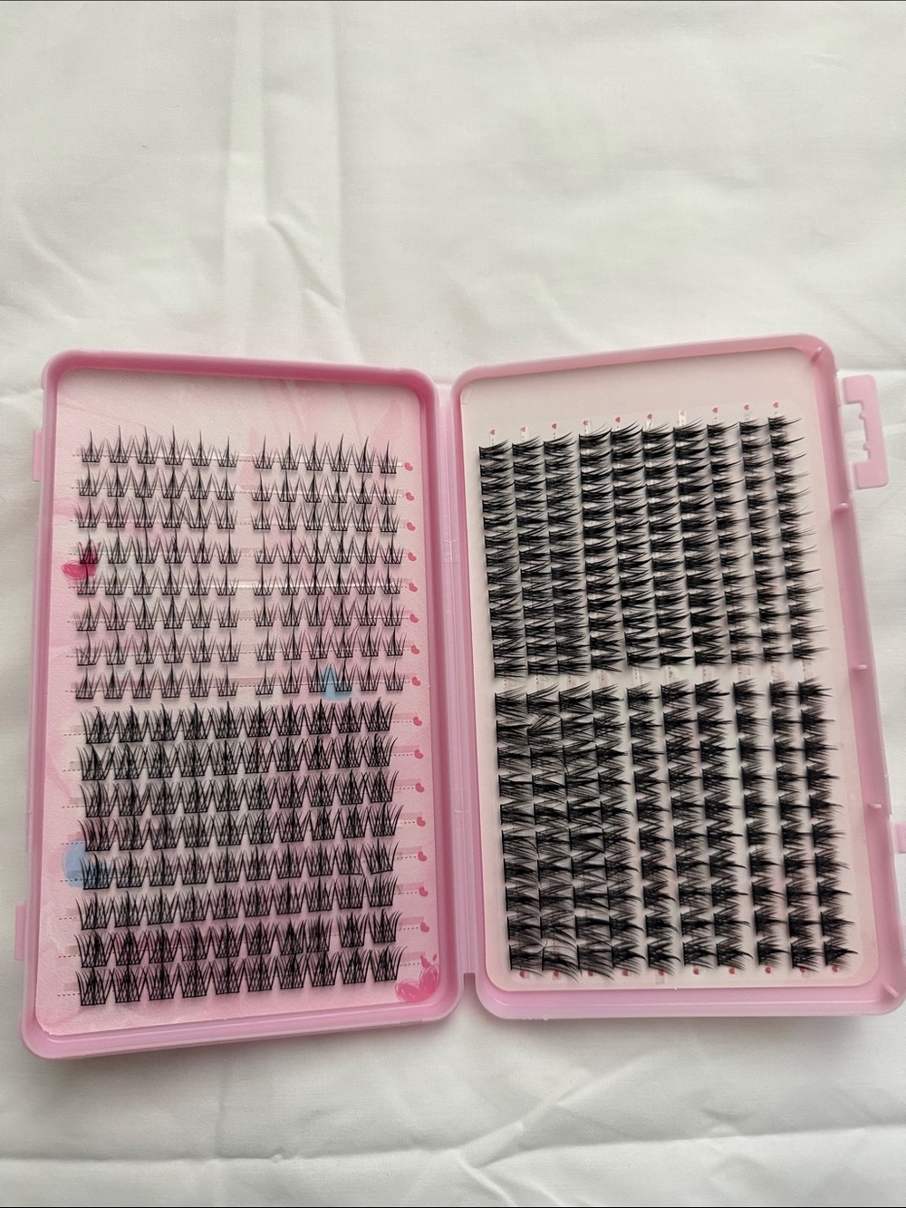 Pink Cluster Lash Kit - Short & Long Black Faux Mink Clusters
